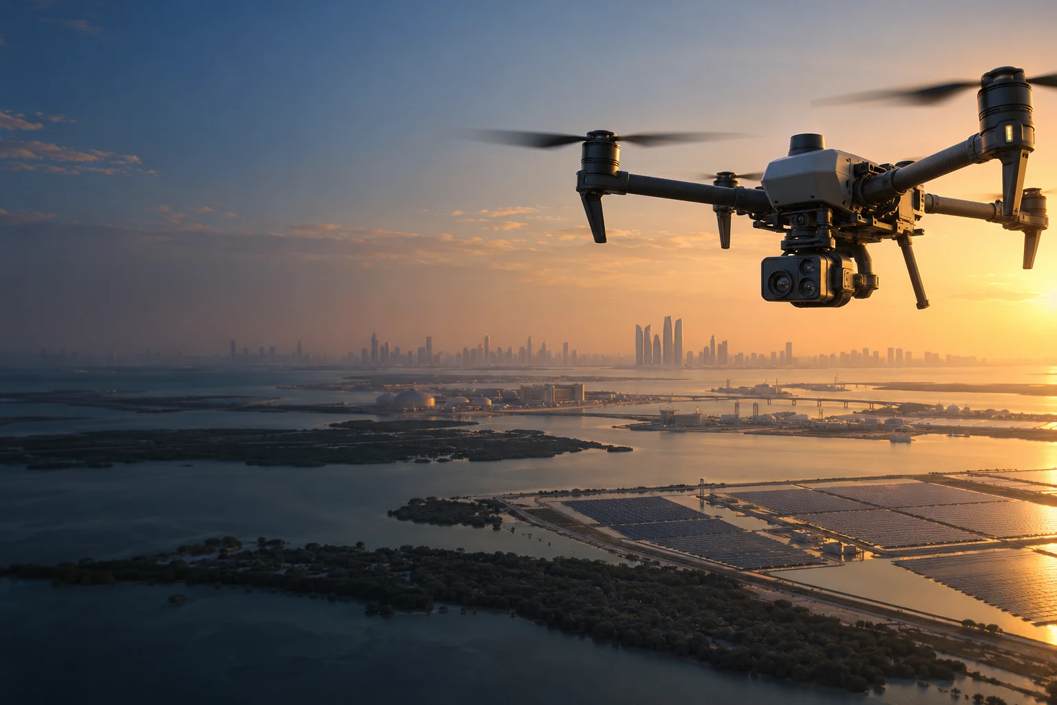 Illustrative view of uncrewed technology above UAE infrastructure